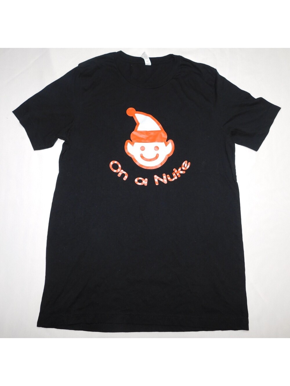 Bella Canvas Large T-Shirt Black On A Nuke Elf Parody Graphic Novelty Christmas